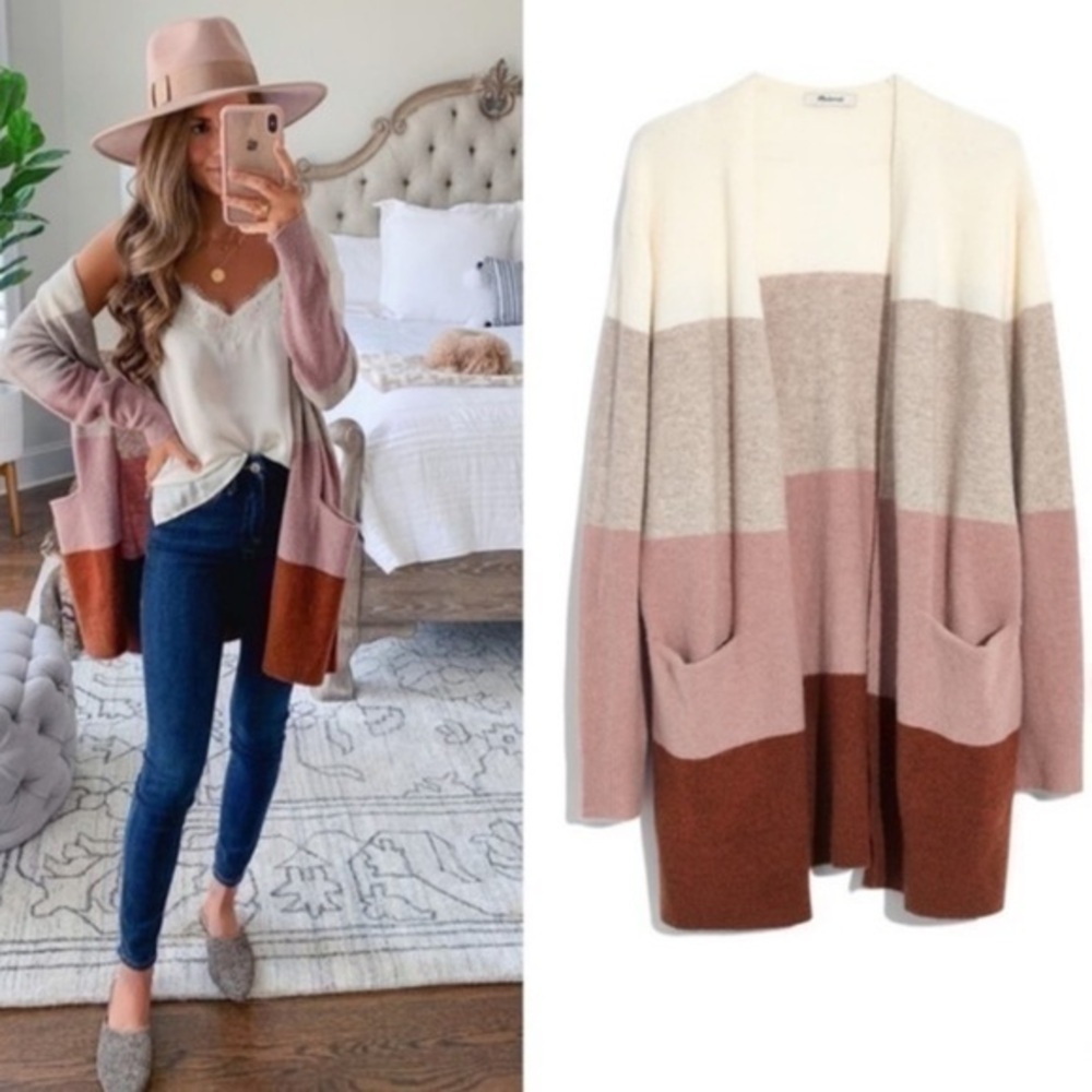 ✨Like New-Madewell Ryder Stripe Cardigan Colorblock✨